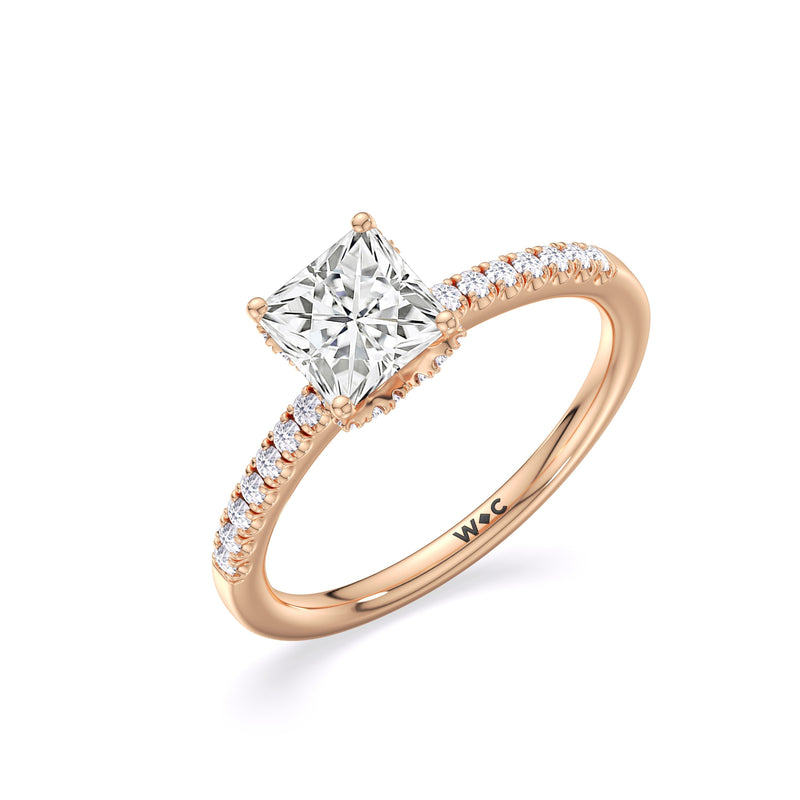 Arc Hidden Halo Engagement Ring