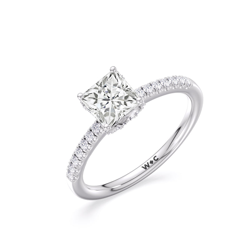 Arc Hidden Halo Engagement Ring