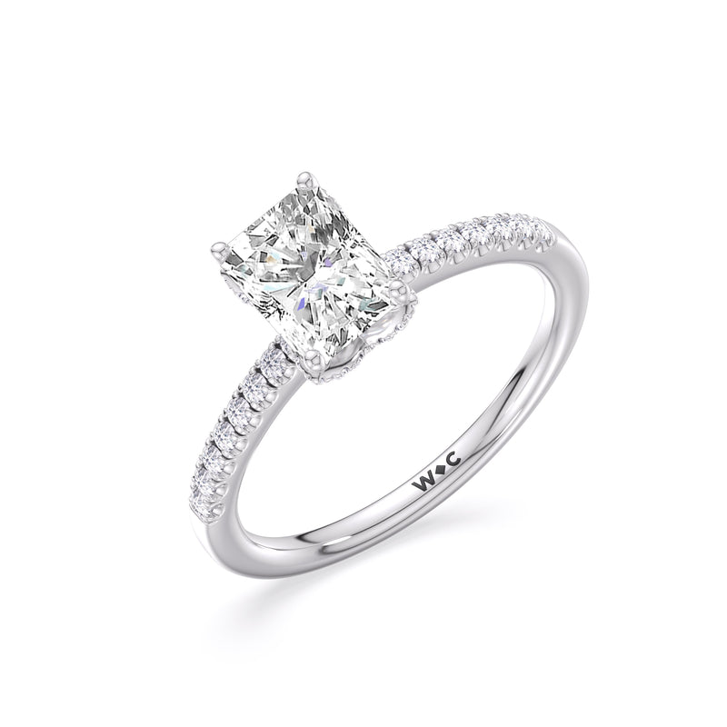 Arc Hidden Halo Engagement Ring