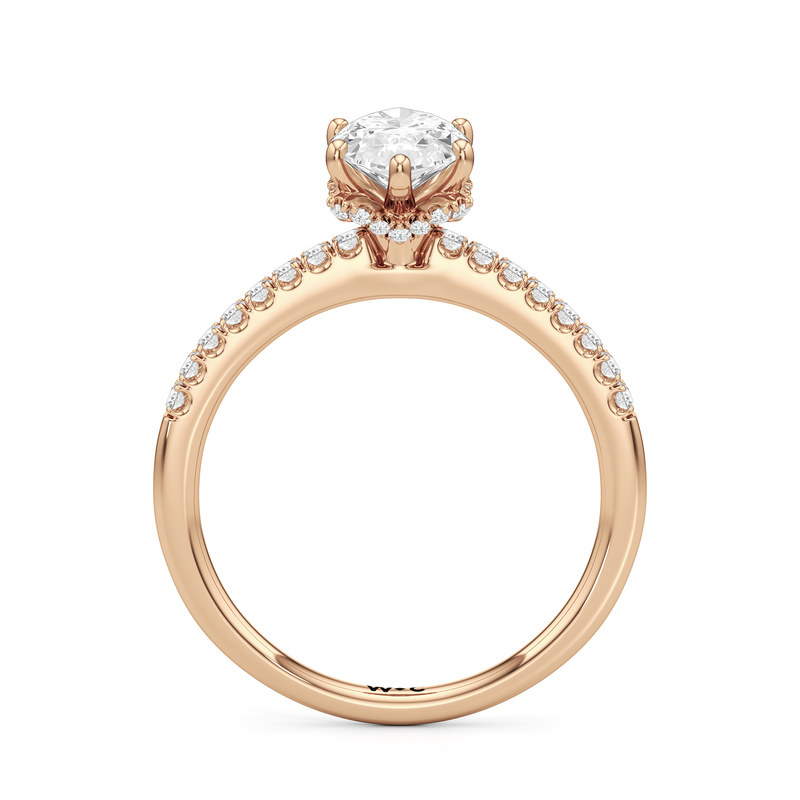 Arc Hidden Halo Engagement Ring