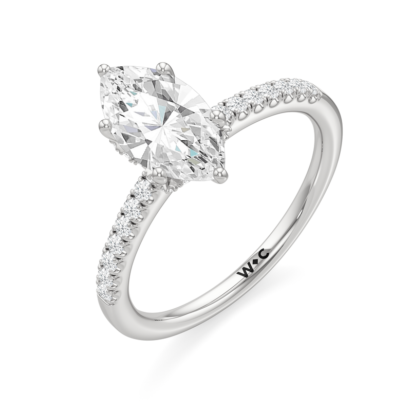 Arc Hidden Halo Engagement Ring