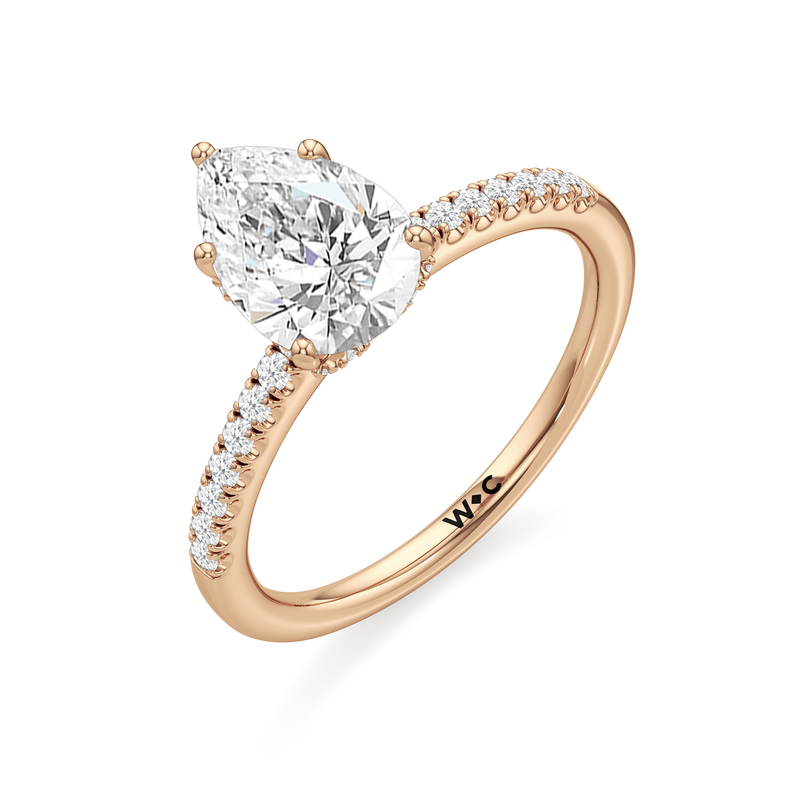 Arc Hidden Halo Engagement Ring
