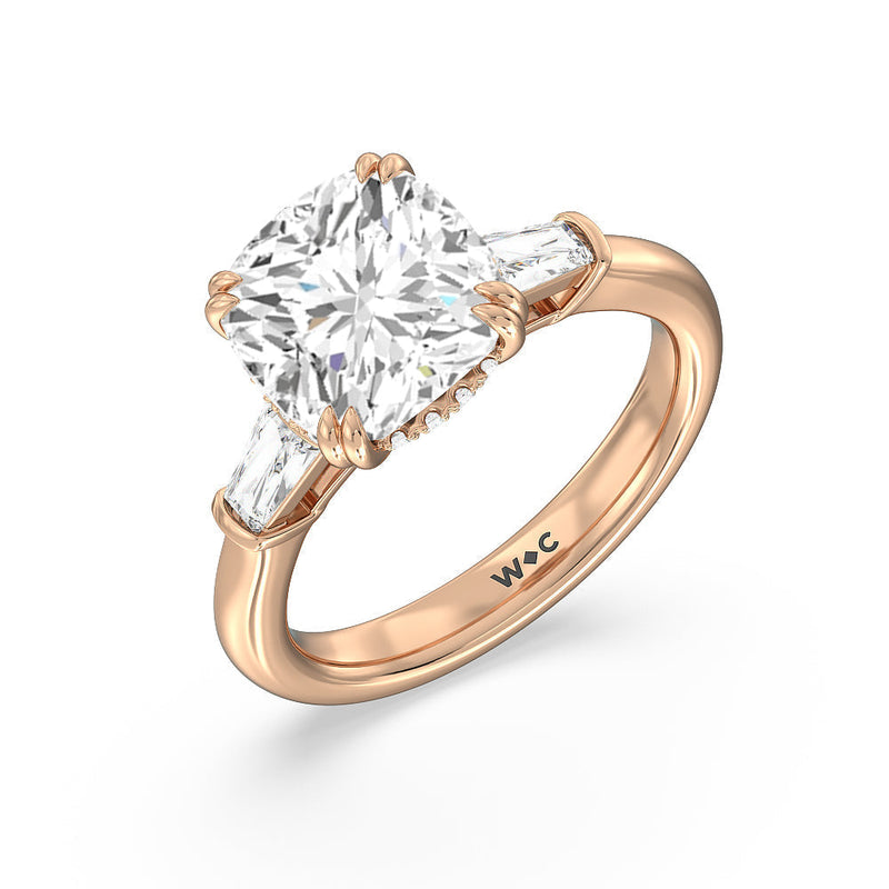 Elegance Baguette Side Stone Engagement Ring