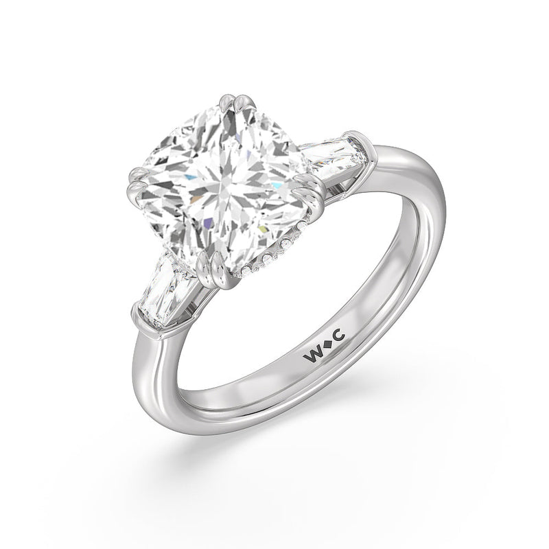 Elegance Baguette Side Stone Engagement Ring