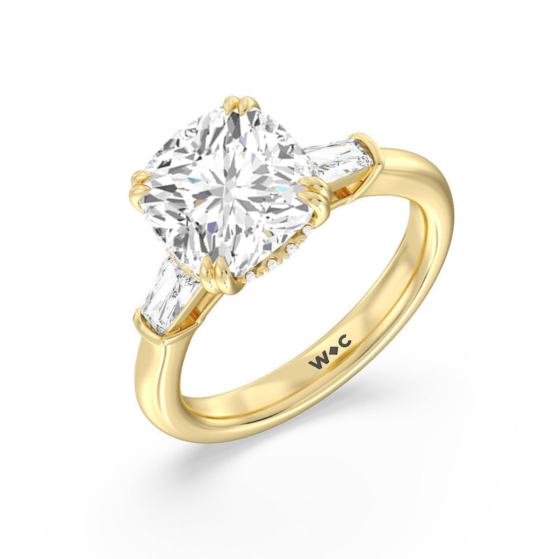 Elegance Baguette Side Stone Engagement Ring