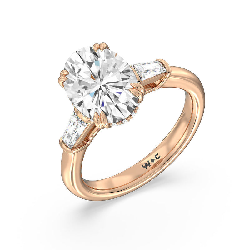 Elegance Baguette Side Stone Engagement Ring