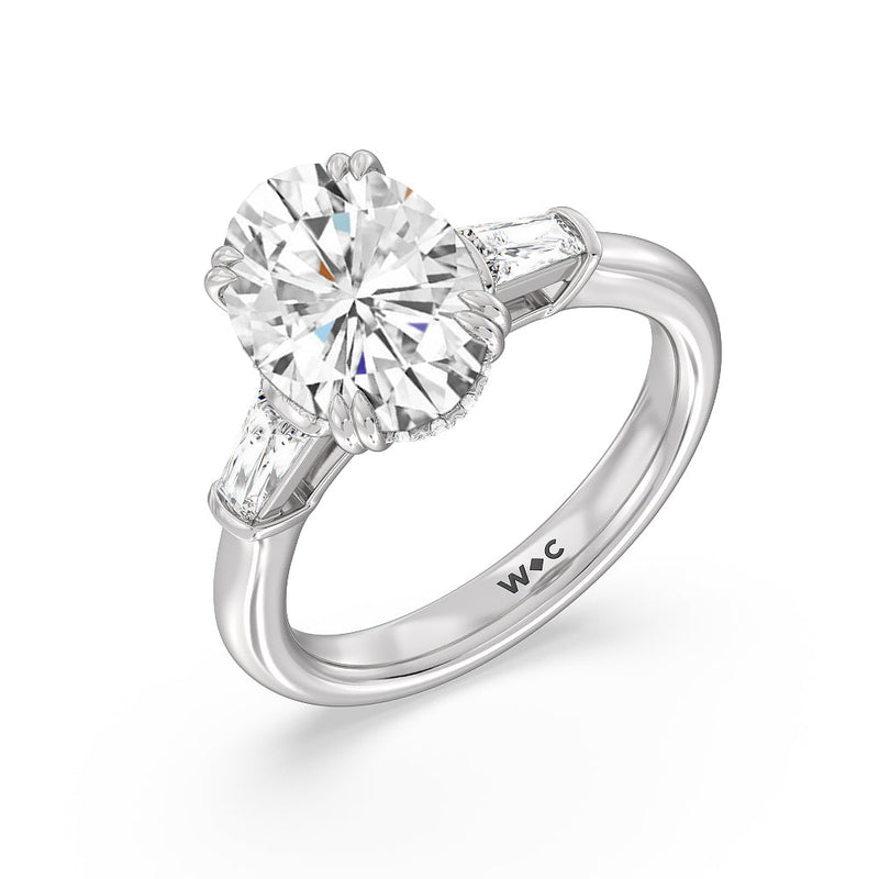 Elegance Baguette Side Stone Engagement Ring