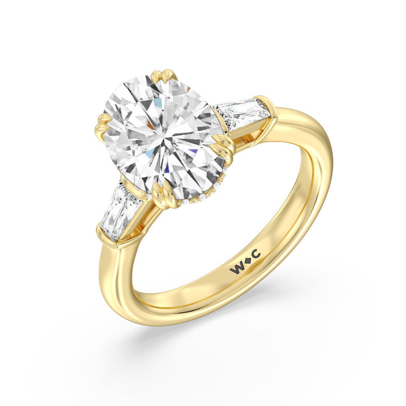 Elegance Baguette Side Stone Engagement Ring