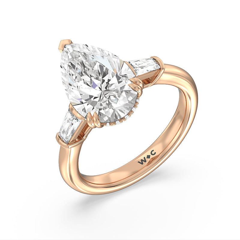 Elegance Baguette Side Stone Engagement Ring