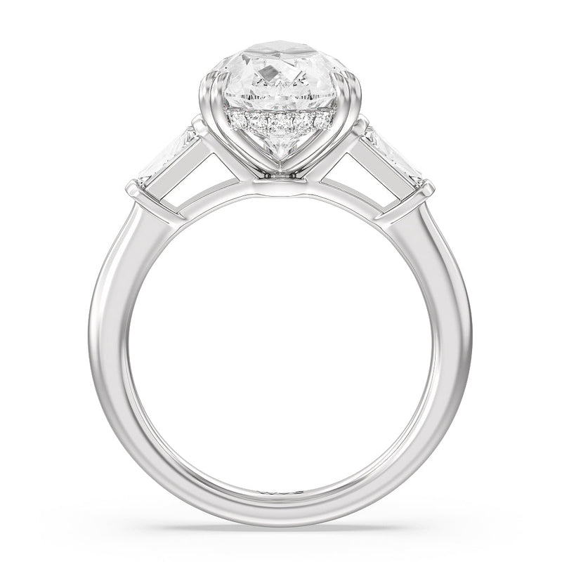Elegance Baguette Side Stone Engagement Ring