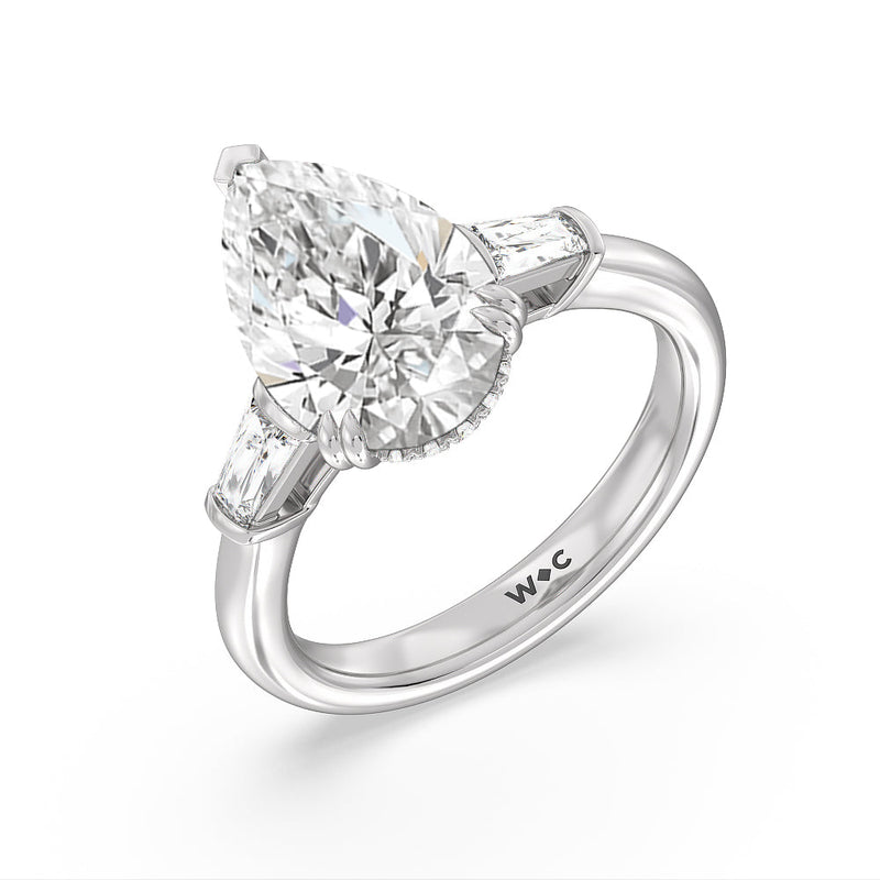Elegance Baguette Side Stone Engagement Ring