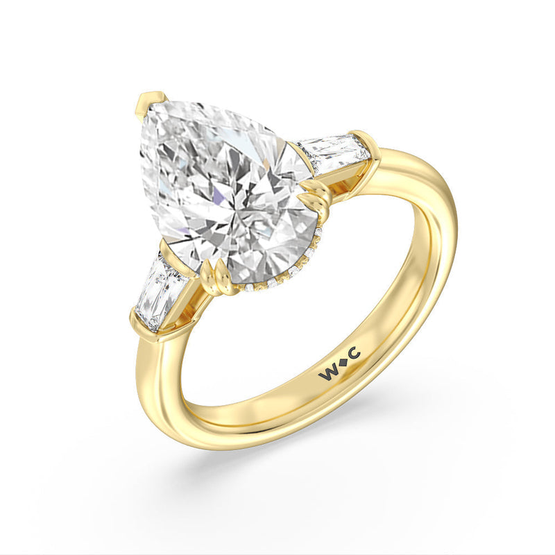 Elegance Baguette Side Stone Engagement Ring