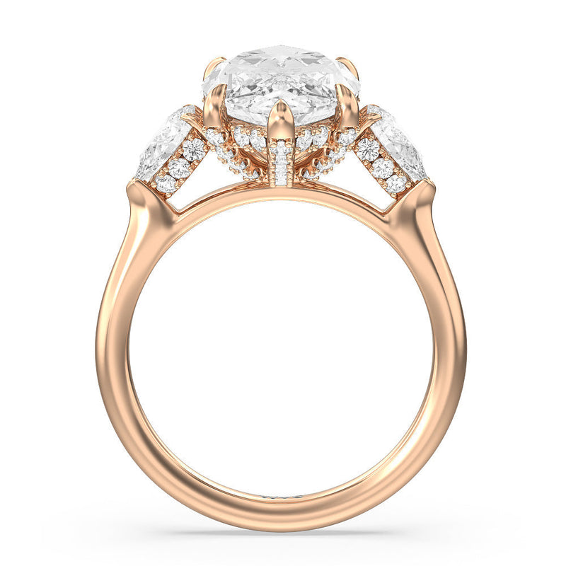 Elegance Pear Side Stone Engagement Ring (E+ VVS+)