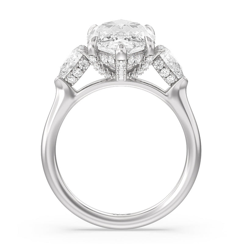 Elegance Pear Side Stone Engagement Ring (E+ VVS+)