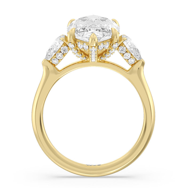 Elegance Pear Side Stone Engagement Ring (E+ VVS+)