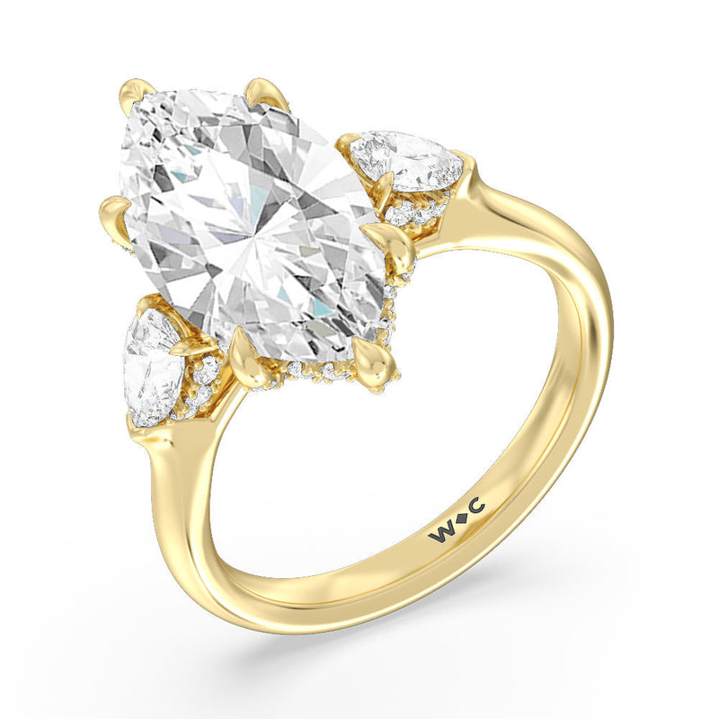 Elegance Pear Side Stone Engagement Ring (E+ VVS+)