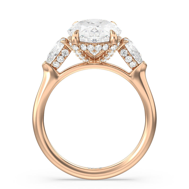 Elegance Pear Side Stone Engagement Ring (E+ VVS+)