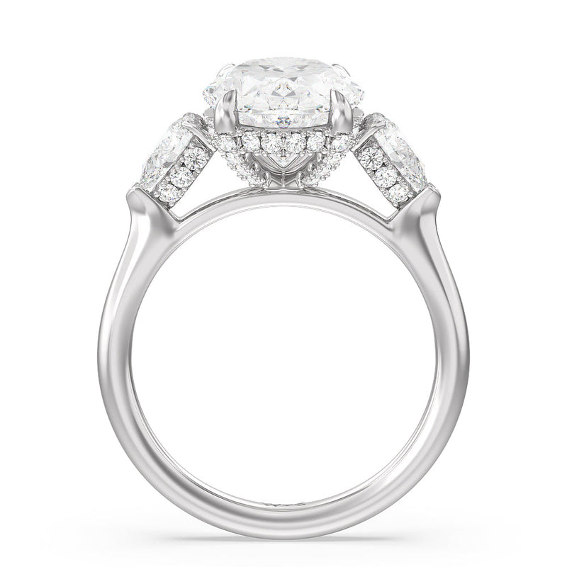 Elegance Pear Side Stone Engagement Ring (E+ VVS+)