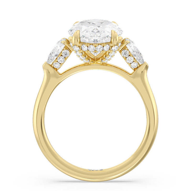 Elegance Pear Side Stone Engagement Ring (E+ VVS+)