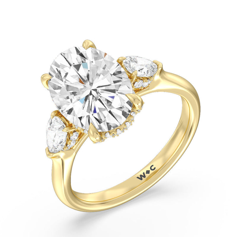 Elegance Pear Side Stone Engagement Ring (E+ VVS+)