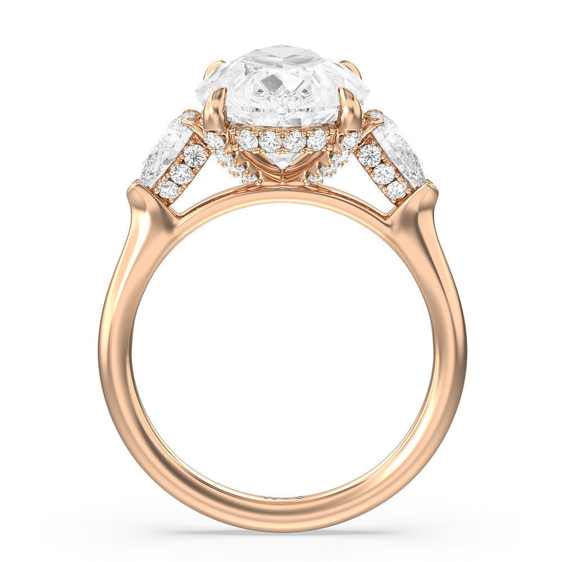 Elegance Pear Side Stone Engagement Ring (E+ VVS+)