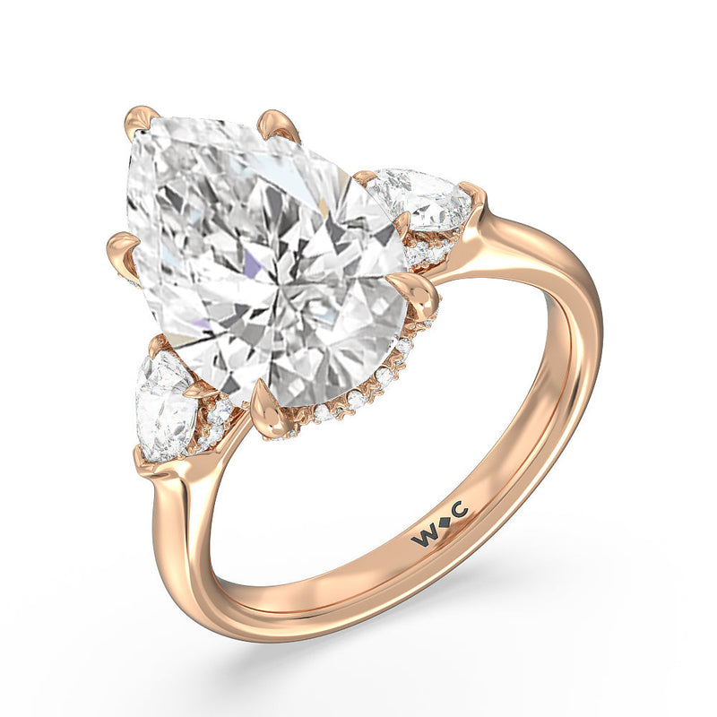 Elegance Pear Side Stone Engagement Ring (E+ VVS+)