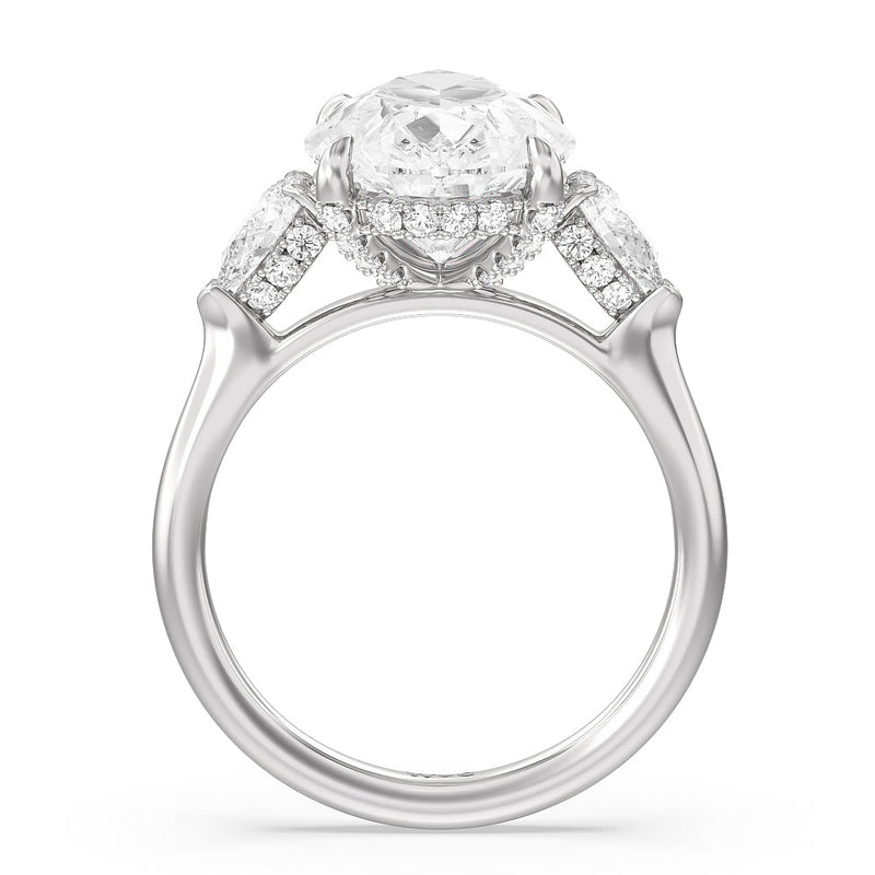 Elegance Pear Side Stone Engagement Ring (E+ VVS+)