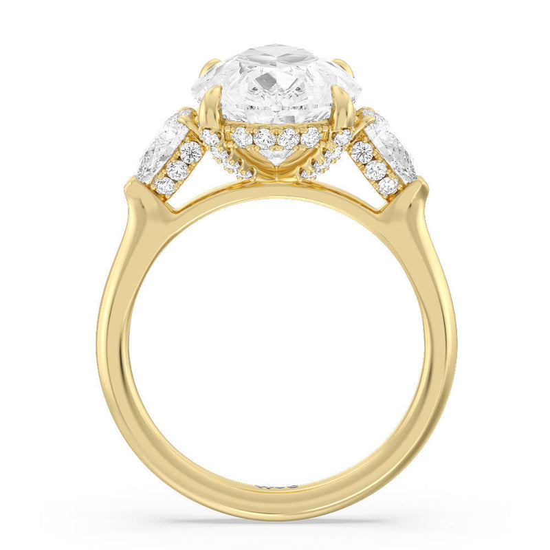 Elegance Pear Side Stone Engagement Ring (E+ VVS+)