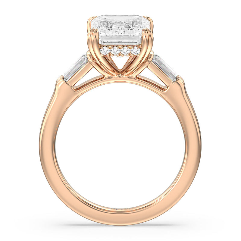 Elegance Twin Baguette Side Stone Engagement Ring