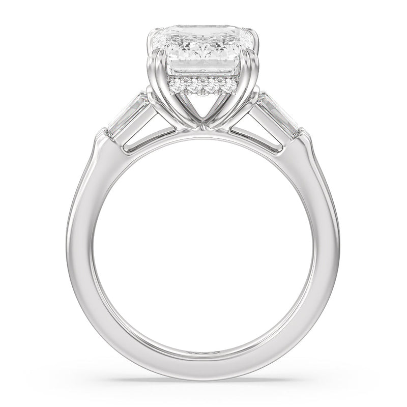 Elegance Twin Baguette Side Stone Engagement Ring