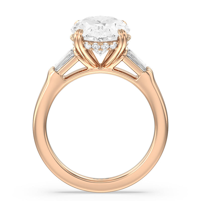 Elegance Twin Baguette Side Stone Engagement Ring