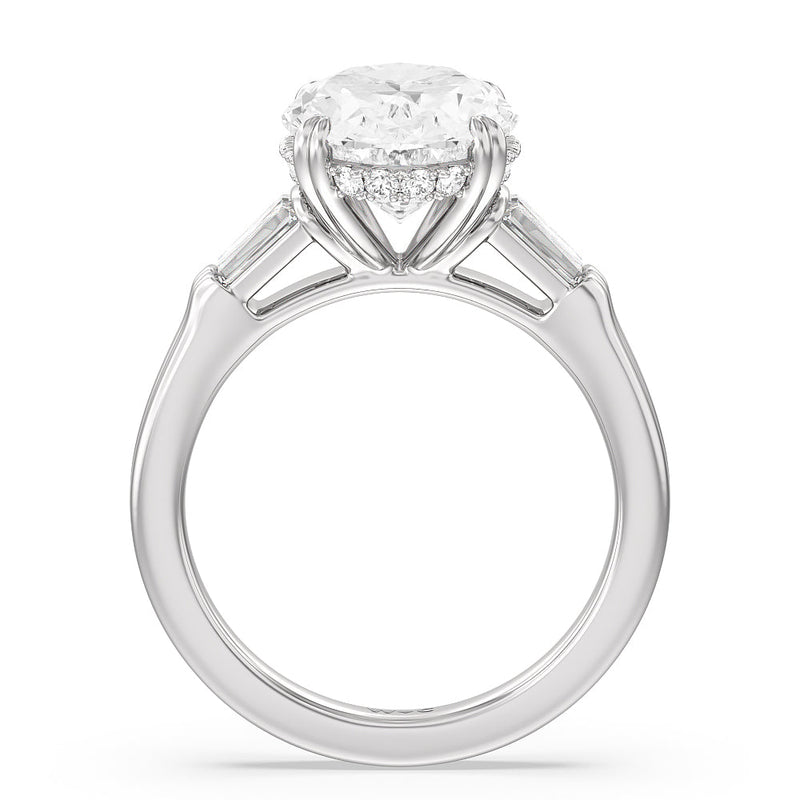 Elegance Twin Baguette Side Stone Engagement Ring
