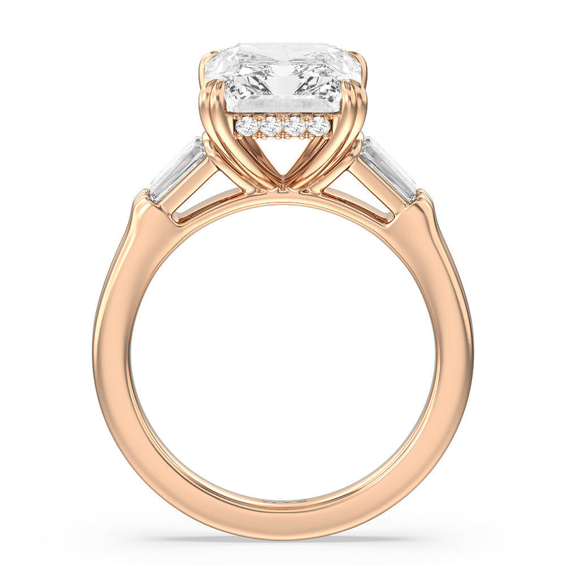 Elegance Twin Baguette Side Stone Engagement Ring