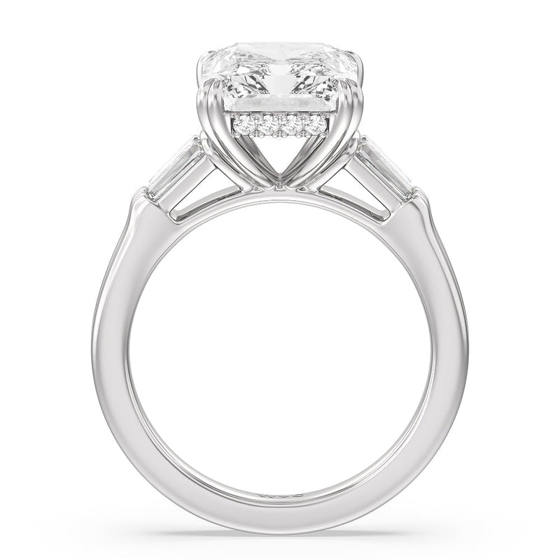 Elegance Twin Baguette Side Stone Engagement Ring