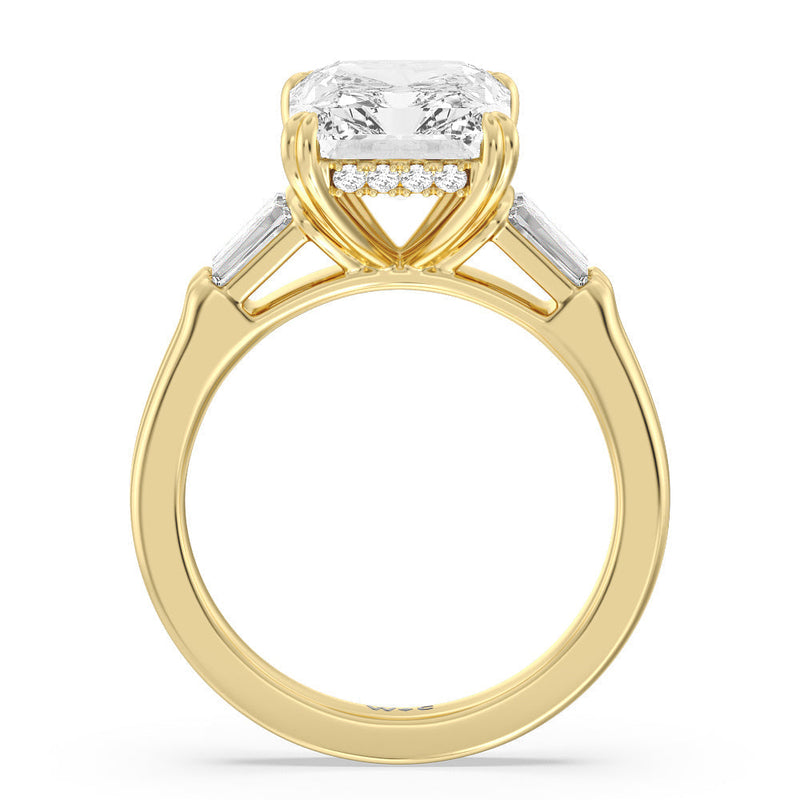 Elegance Twin Baguette Side Stone Engagement Ring