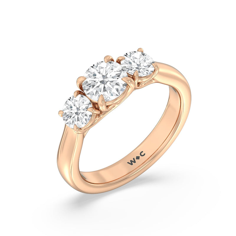 Classic Three Stone Round Brilliant Cut Diamond Ring (F+ SI+)