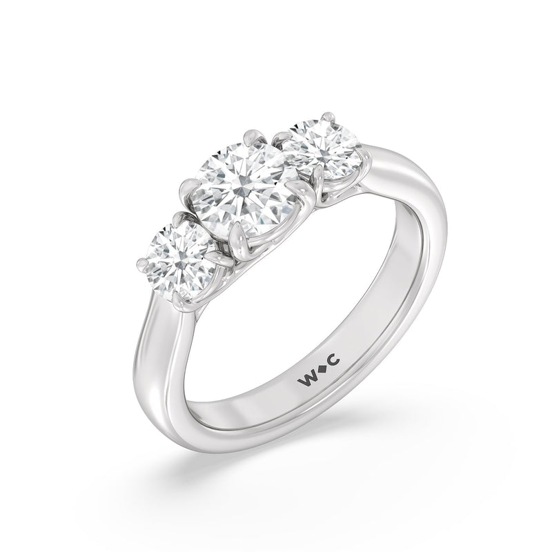 Classic Three Stone Round Brilliant Cut Diamond Ring (F+ SI+)