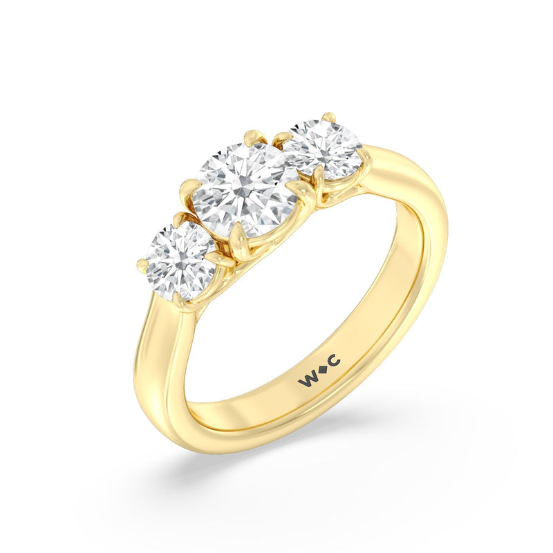 Classic Three Stone Round Brilliant Cut Diamond Ring (F+ SI+)