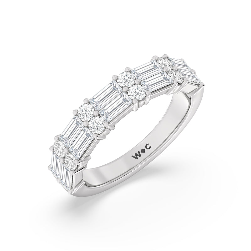 Alternating Two Row Baguette and Round Anniversary Band (F/G SI+)