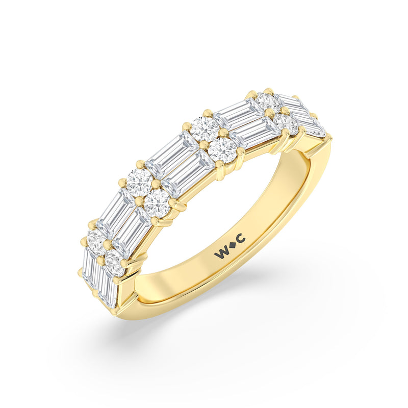 Alternating Two Row Baguette and Round Anniversary Band (F/G SI+)