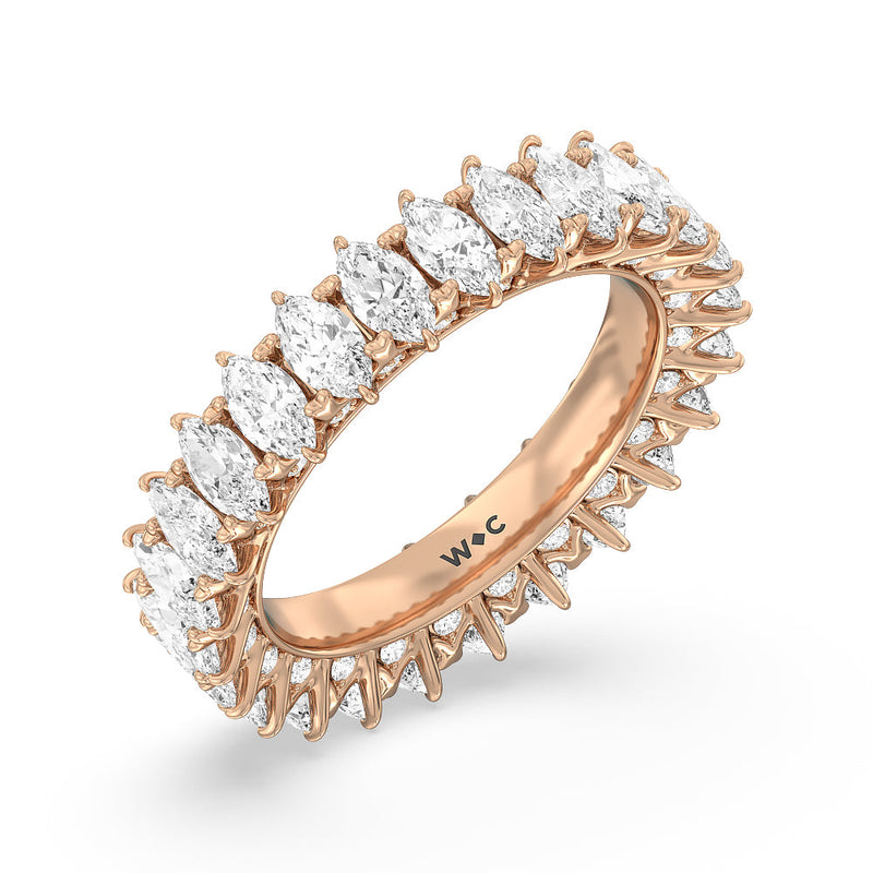 Marquise Split Prong Studded Eternity  Ring