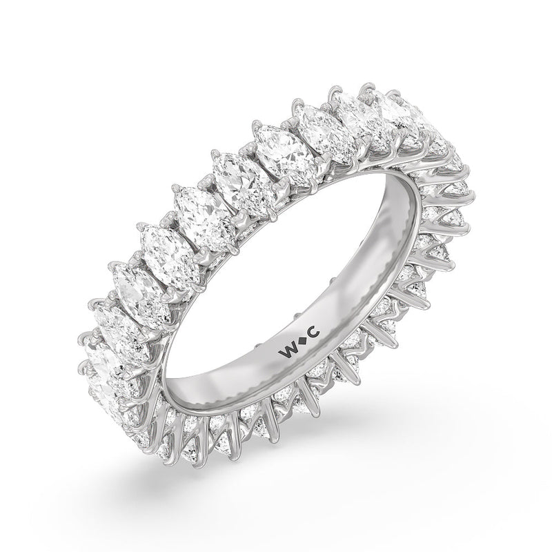 Marquise Split Prong Studded Eternity  Ring