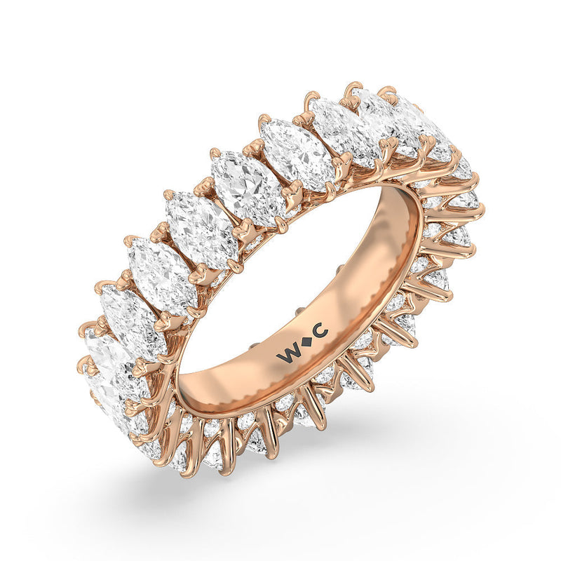 Marquise Split Prong Studded Eternity  Ring