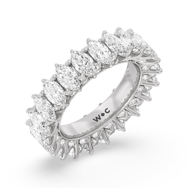 Marquise Split Prong Studded Eternity  Ring