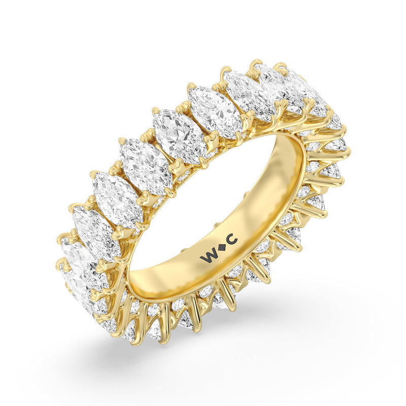 Marquise Split Prong Studded Eternity  Ring