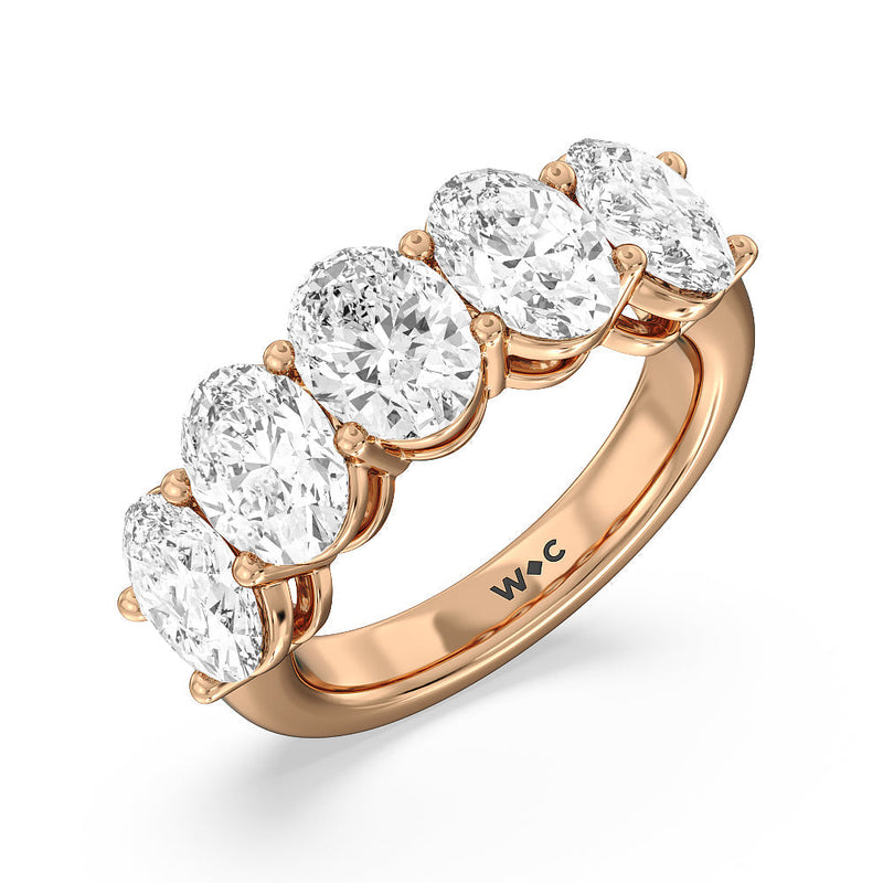 Classic Five Stone Oval Diamond Anniversary Ring (F+ SI+)