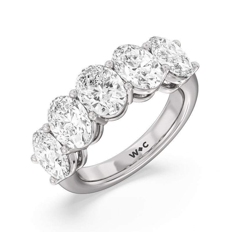 Classic Five Stone Oval Diamond Anniversary Ring (F+ SI+)