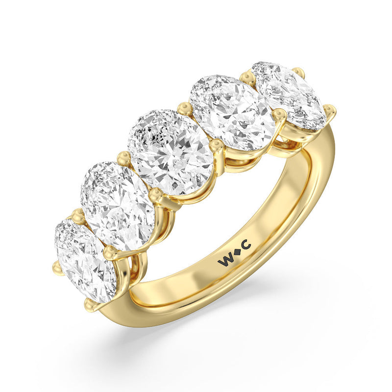 Classic Five Stone Oval Diamond Anniversary Ring (F+ SI+)