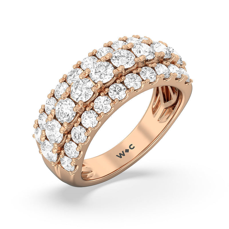 Classic Three Row Modulated Diamond Anniversary Ring (F+ SI+)
