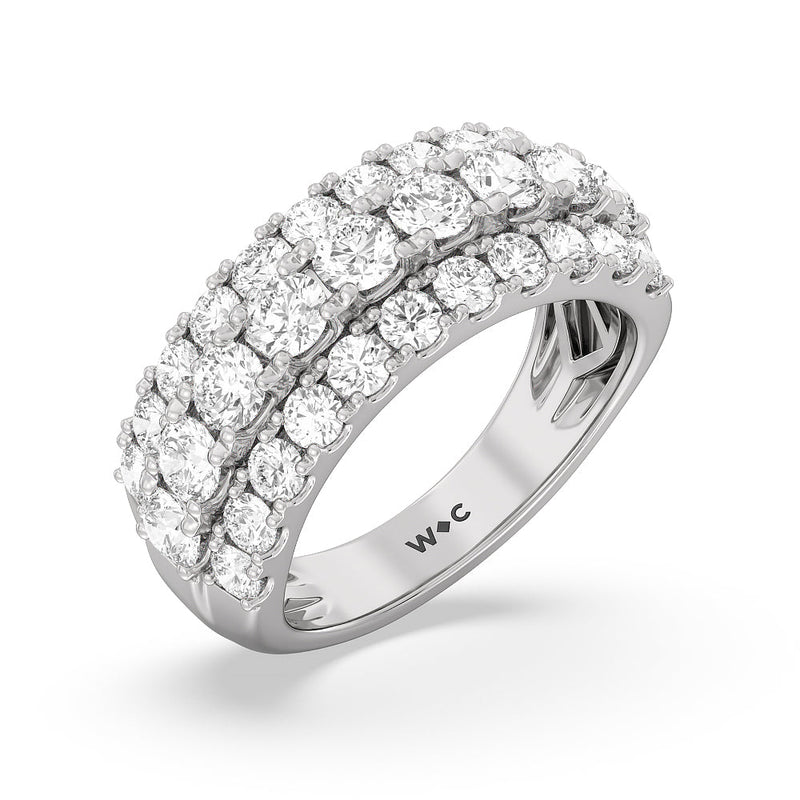 Classic Three Row Modulated Diamond Anniversary Ring (F+ SI+)